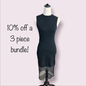 John And Jenn Black Midi Dress with Mesh embellishment - M